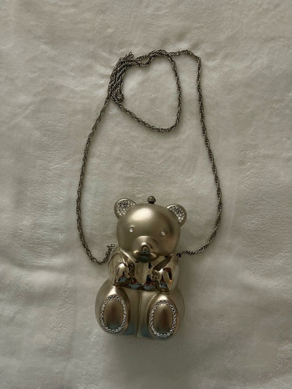 Silver Teddy Bear Pendant Crossbody Bag